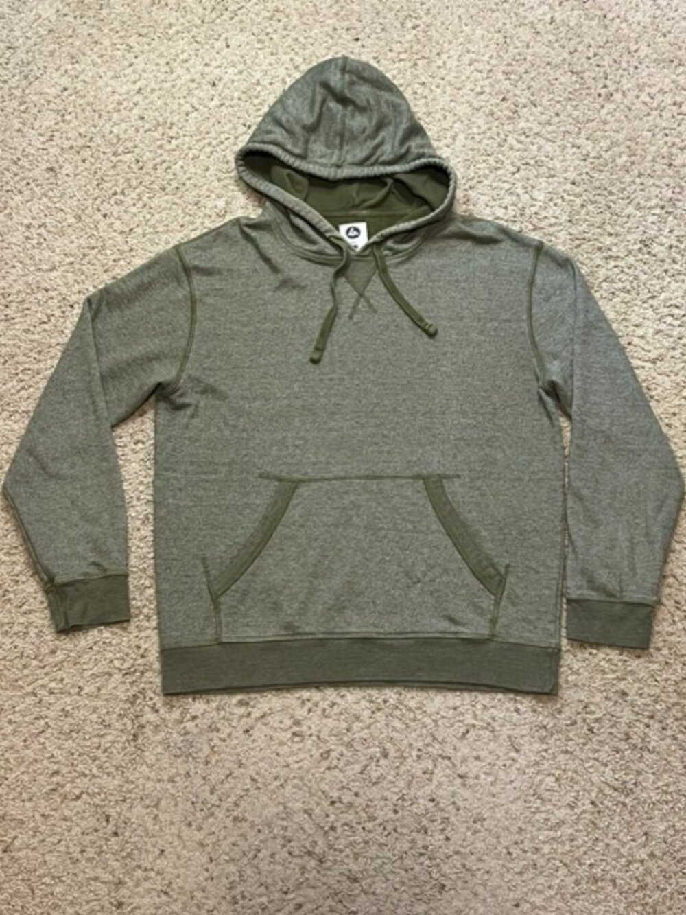 American Giant Men Olive Green Relaxed Terry Cloth Hoodie Sweatshirt Size Medium